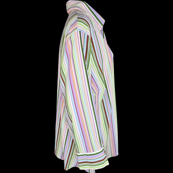 Notations Woman Button Up Shirt Striped Long Sleeve Blouse Plus 2X Multicolor - Picture 6 of 12